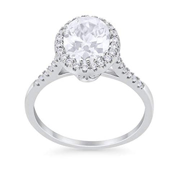 Art Deco Oval Wedding Bridal Ring Simulated CZ 925 Sterling Silver